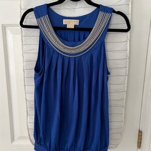 MICHAEL Michael Kors Cobalt Blue Silver chains Scoop Neck Sleeveless Top